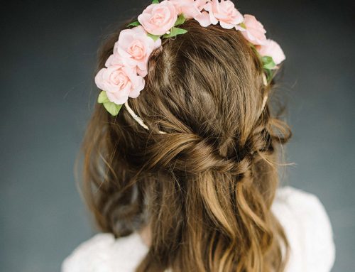 Faux Wedding Cute Flower Girl With Flowers In Hair